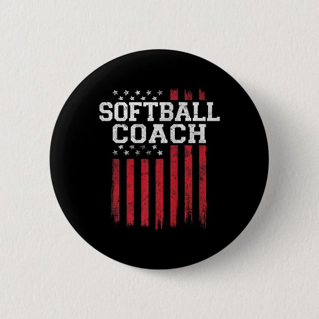 Badge Rond 5 Cm Entraîneur de softball fier drapeau américain Usa  (Devant)