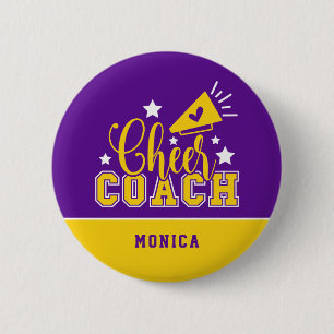 Badge Rond 5 Cm Entraîneur mou et jaune personnalisé