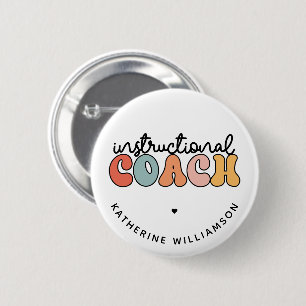 Badge Rond 5 Cm Entraîneur pédagogique personnalisé Retro Entraîne
