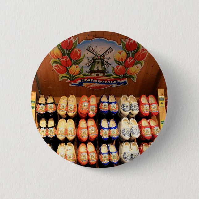 Badge Rond 5 Cm Entraves peintes en bois, Hollande 2 (Devant)