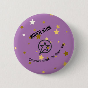 Badge Rond 5 Cm Entreprise/Bureau/École - super étoile d'or éditab