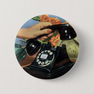 Badge Rond 5 Cm Entreprise vintage, téléphone antique avec cadran 
