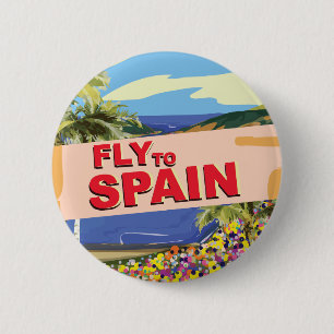 Badge Rond 5 Cm Envolez-vous pour l'Espagne