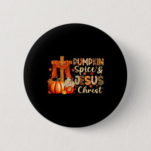 Badge Rond 5 Cm Épice citrouille Jésus Christ Thanksgiving automne