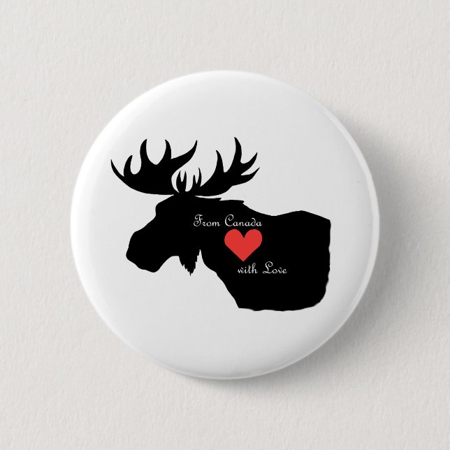Badge Rond 5 Cm Épinette d'orignal canadienne du Canada avec éping (Devant)