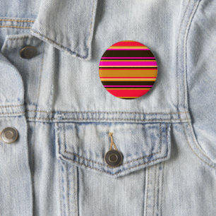 Badge Rond 5 Cm Épingle à boutons rayés or, rouge et magenta