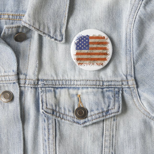 Badge Rond 5 Cm Épingle à drapeau rustique américain (En situation)