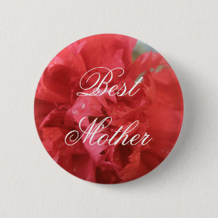 Badge Rond 5 Cm Épingle à fleur de bouton rouge pour la meilleure