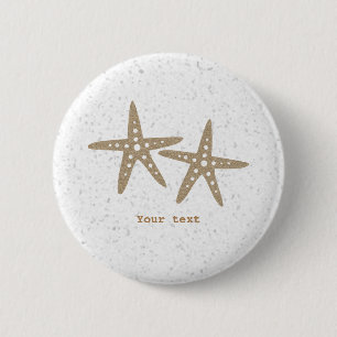 Badge Rond 5 Cm Épingle bouton de plage à deux étoiles de mer pour