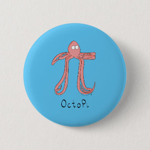 Badge Rond 5 Cm Épingle Bouton Pi Jour Math Cute Octopus