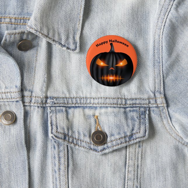Badge Rond 5 Cm Épingle Citrouille d'Halloween (En situation)
