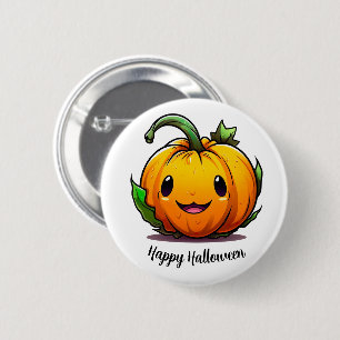 Badge Rond 5 Cm Épingle Citrouille d'Halloween