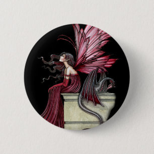 Badge Rond 5 Cm Épingle de dragon de fée gothique, bouton