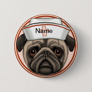 Badge Rond 5 Cm Épingle de l'infirmière de carlin