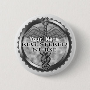 Badge Rond 5 Cm Épingle de l'infirmière inscrite en gris