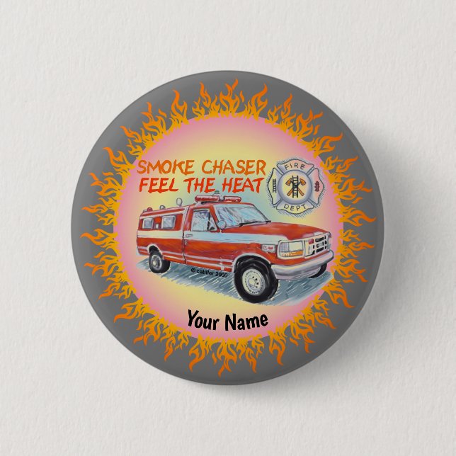 Badge Rond 5 Cm Épingle de pompier de fumeur Chaser (Devant)