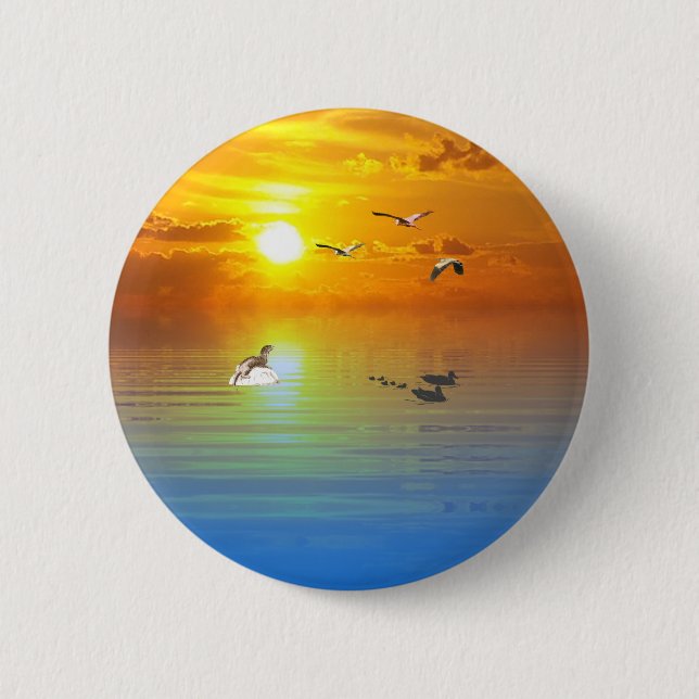 Badge Rond 5 Cm Epingle de scène océanique/ (Devant)