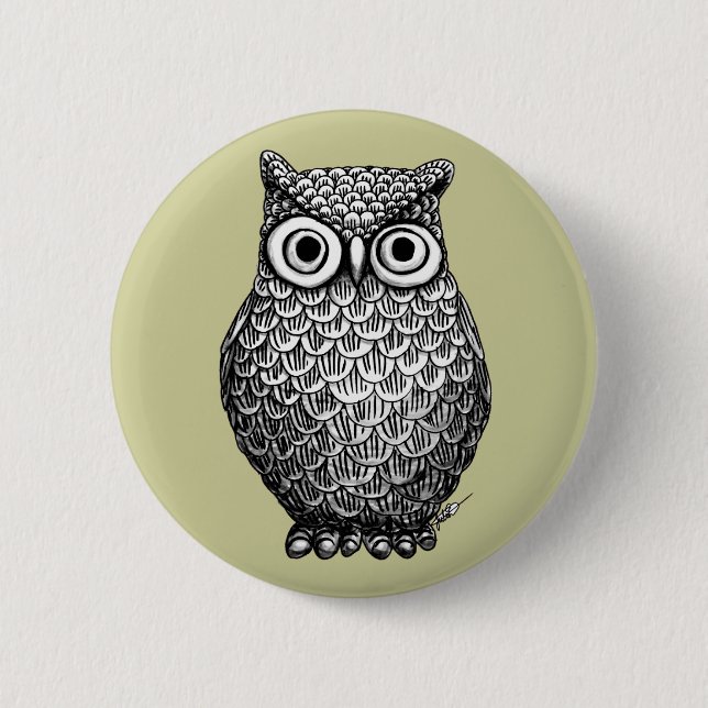 Badge Rond 5 Cm Épingle du bouton de conception d'hibou (Devant)