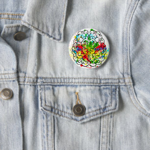Badge Rond 5 Cm Épingle du bouton du cerveau