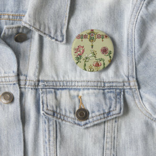 Badge Rond 5 Cm Épingles à cheveux florales Art nouveau pierres pr