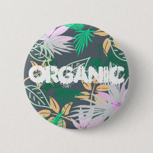 Badge Rond 5 Cm Épinglette à bouton Feuilles de palmier motif trop