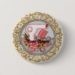 Badge Rond 5 Cm Épinglette de beautician aux roses fantaisie
