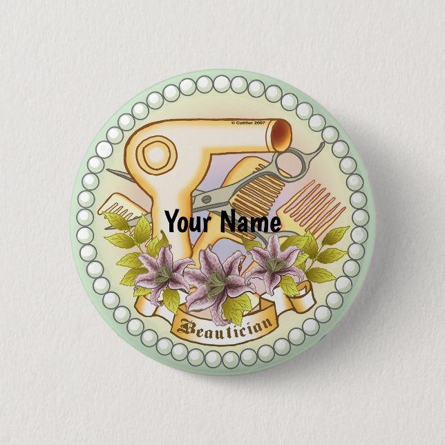 Badge Rond 5 Cm Épinglette de cosméticienne Lily Pearl (Devant)