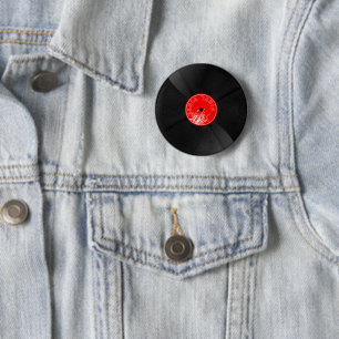 Badge Rond 5 Cm Épinglette de disque vinyle réaliste