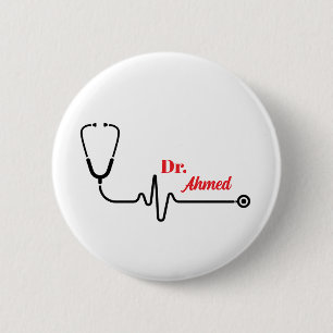 Badge Rond 5 Cm Épinglette de stéthoscope de médecin personnalisée