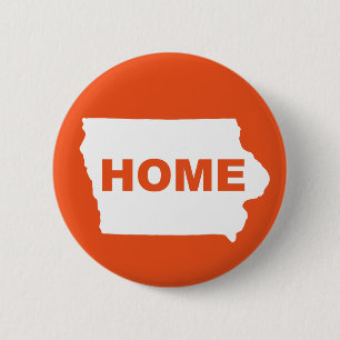 Badge Rond 5 Cm Épinglette Iowa Maison Loin De L'État
