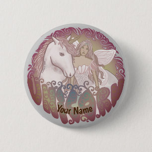 Badge Rond 5 Cm Épinglette Licorne Rétro
