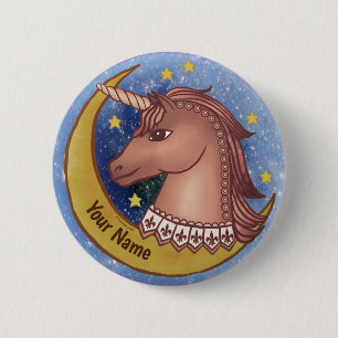 Badge Rond 5 Cm Épinglette Licorne rouge