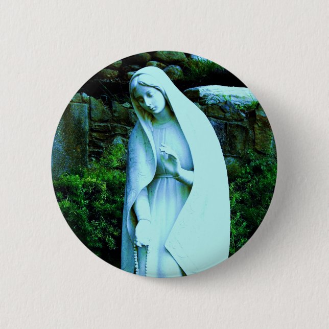 Badge Rond 5 Cm Épinglette Vierge Marie bleue altérée (Devant)