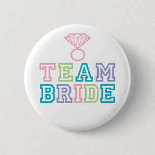 Badge Rond 5 Cm Épouse d'équipe avec anneau de diamant