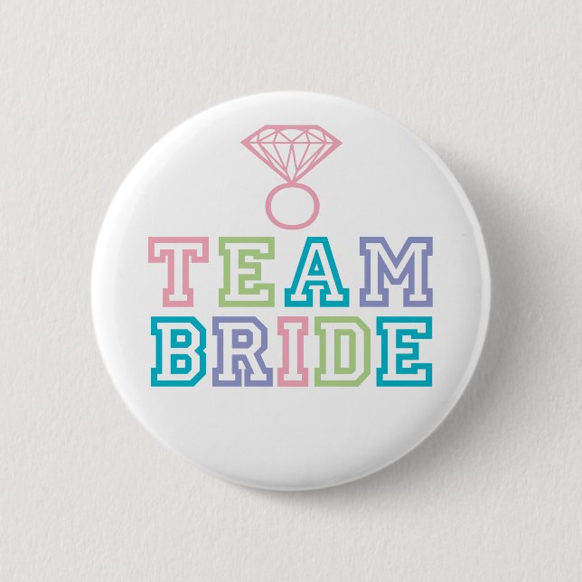 Badge Rond 5 Cm Épouse d'équipe avec anneau de diamant (Devant)