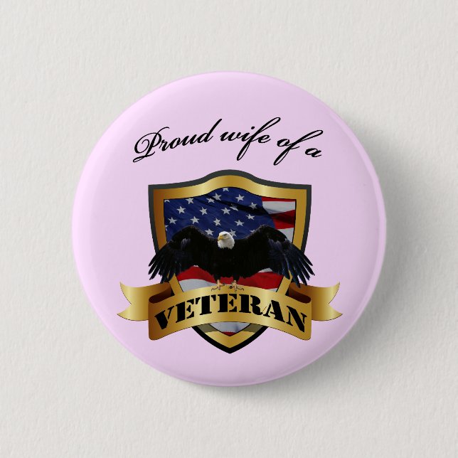 Badge Rond 5 Cm Épouse fière d'un vétéran (Devant)