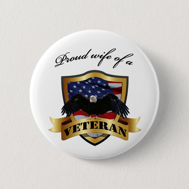 Badge Rond 5 Cm Épouse fière d'un vétéran (Devant)