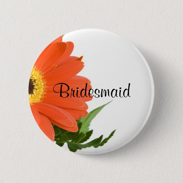 Badge Rond 5 Cm Épouse : Gerbera Daisy à Tangerine (Devant)