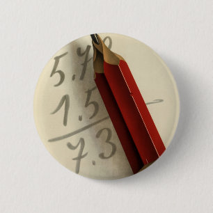 Badge Rond 5 Cm Équation mathématique avec crayon rouge, entrepris
