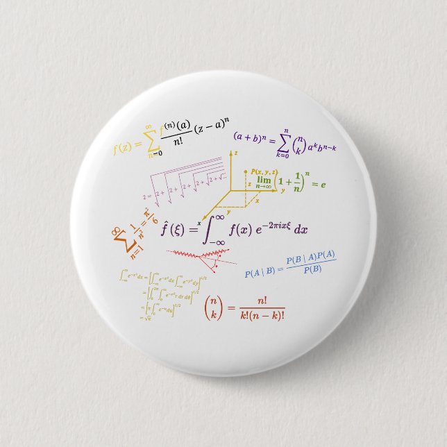 Badge Rond 5 Cm équations mathématiques et formules (Devant)