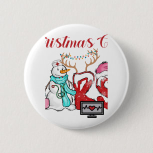 Badge Rond 5 Cm Équipage de Noël de l'infirmière