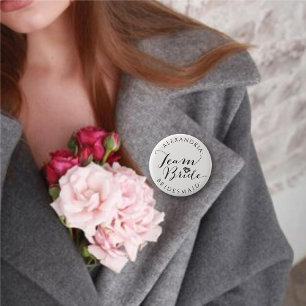 Badge Rond 5 Cm ÉQUIPE BRIDE Script Calligraphie Mariage fête de l