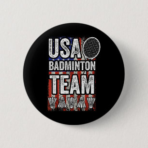Badge Rond 5 Cm Équipe de badminton Usa Drapeau américain Badminto