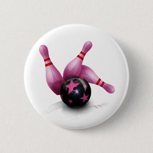 Badge Rond 5 Cm Équipe de bowling - boule et goupilles