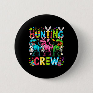 Badge Rond 5 Cm Équipe de chasse Pâques Trois Lapins Mignons T-rex