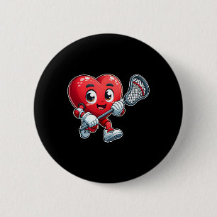 Badge Rond 5 Cm Équipe de crosse de la Saint-Valentin Heart Joueur