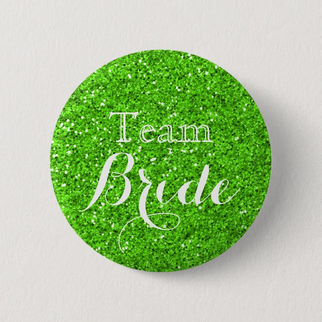 Badge Rond 5 Cm Équipe de Mariage de la Parties scintillant verte  (Devant)