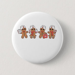 Badge Rond 5 Cm Équipe de Noël Père Noël Gingerpain d'épice