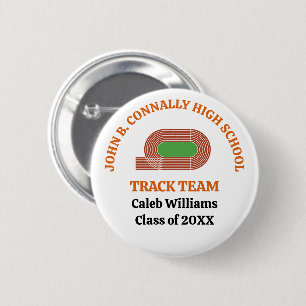 Badge Rond 5 Cm Équipe de piste de l'école secondaire Orange perso