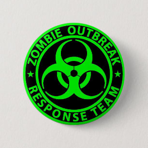 Badge Rond 5 Cm Équipe de réponse à une épidémie de zombies vert n